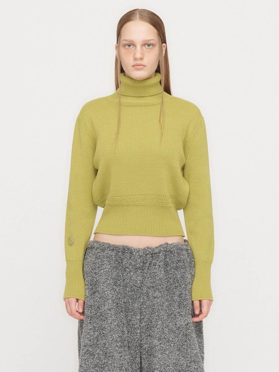 [TheOpen Product] RIBBED TURTLENECK KNIT PULLOVER - GREEN